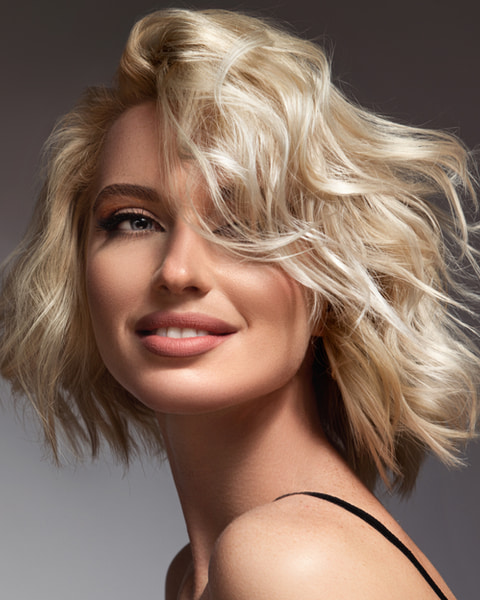 Pretty blonde model with short hair